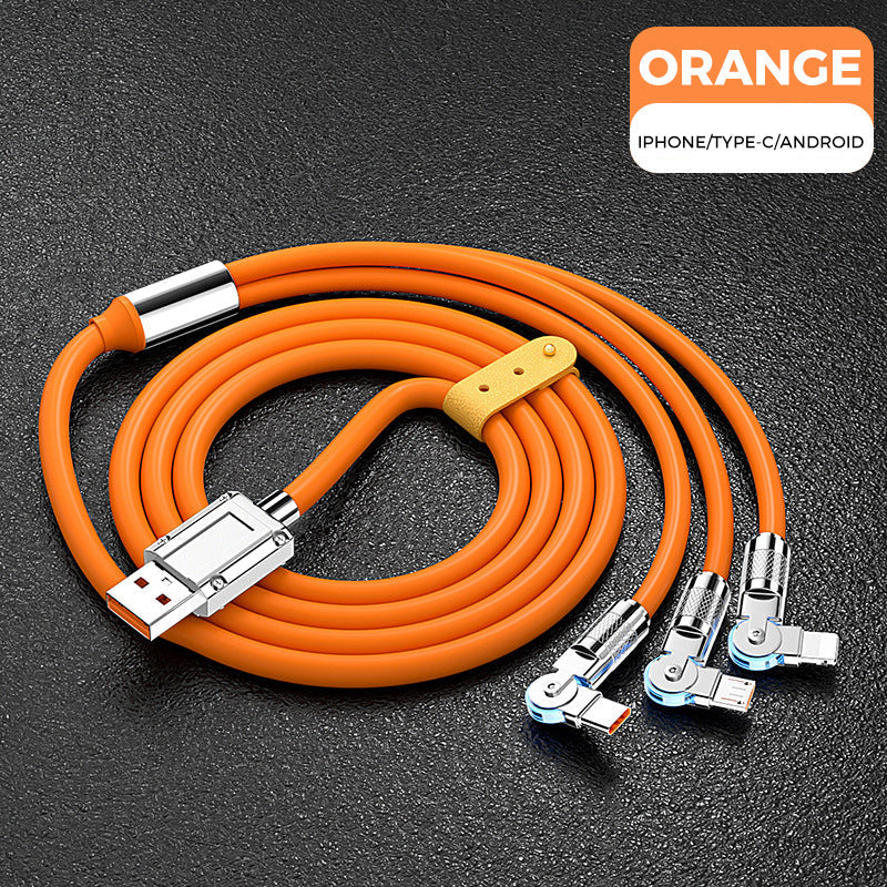 120W 3 in 1 Rotating Elbow Fast Charging Data Cable