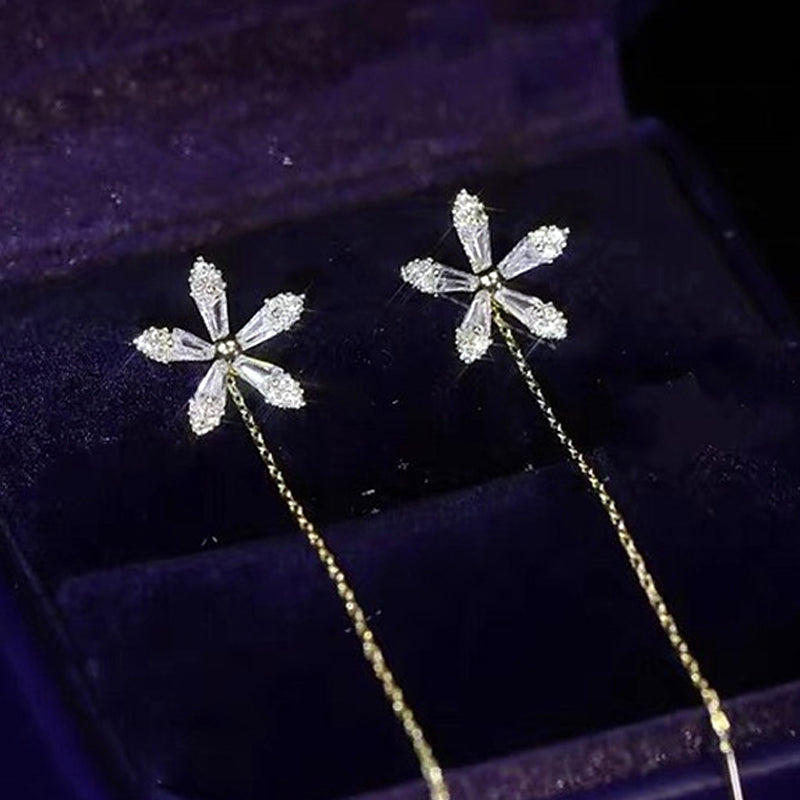 Shiny Fringe Flower Earrings 1 pair