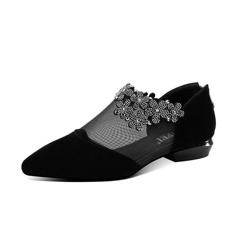 RHINESTONE STONE HOLLOW HEEL SHOES