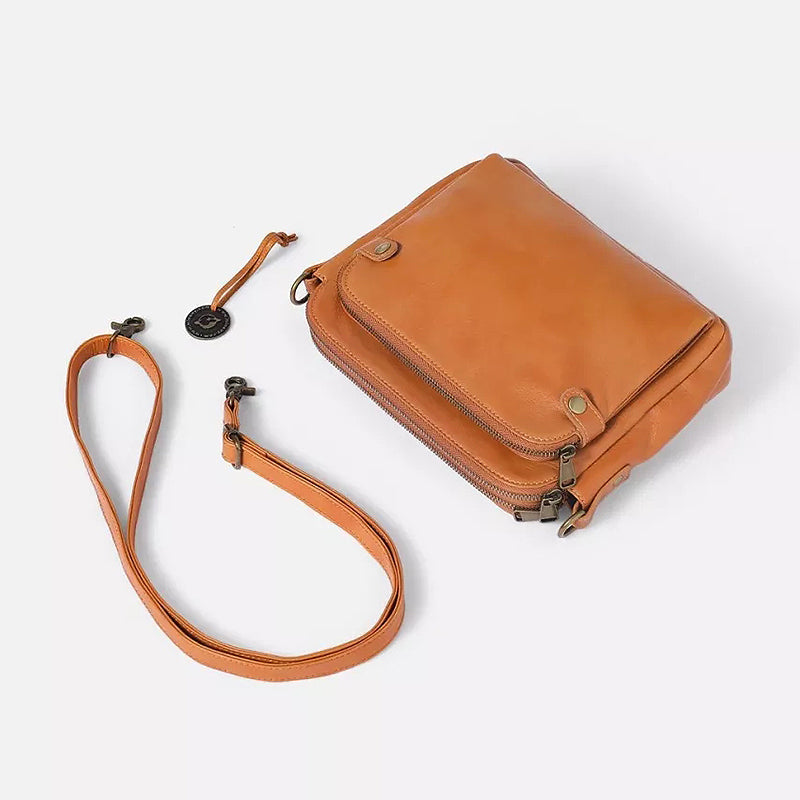 Three-Layer Leather Crossbody Shoulder