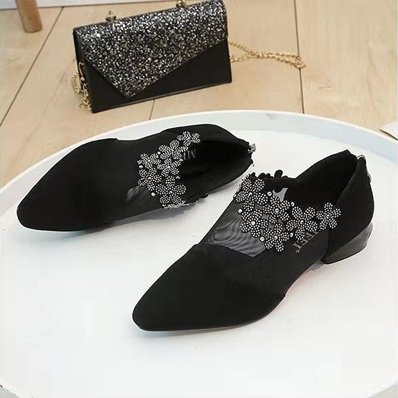 RHINESTONE STONE HOLLOW HEEL SHOES