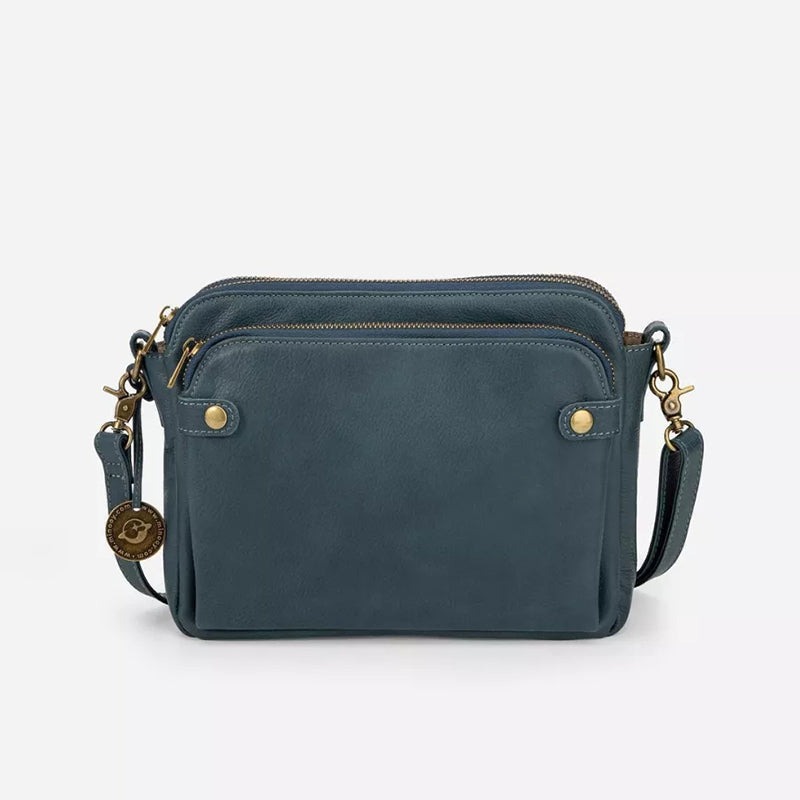 Three-Layer Leather Crossbody Shoulder