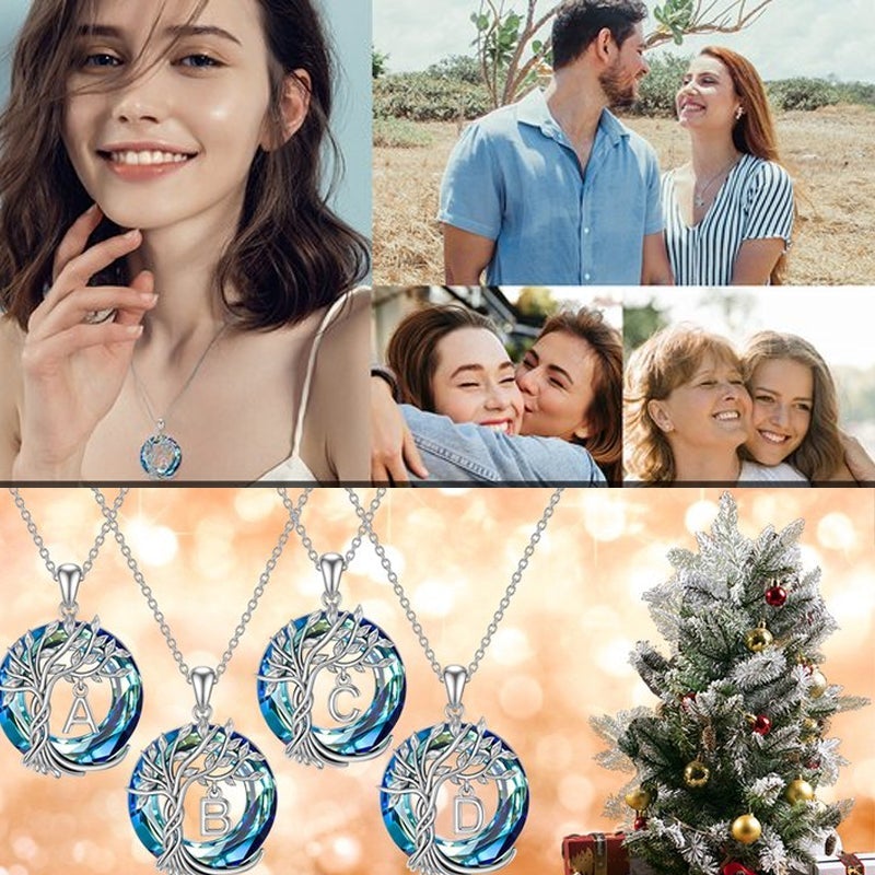 Tree of Life Cry-stal Pendant with initials A-Z