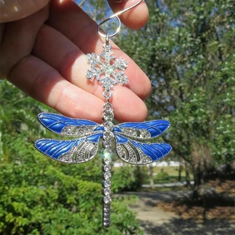 Snowflake Dragonfly Glittering Christmas Ornament