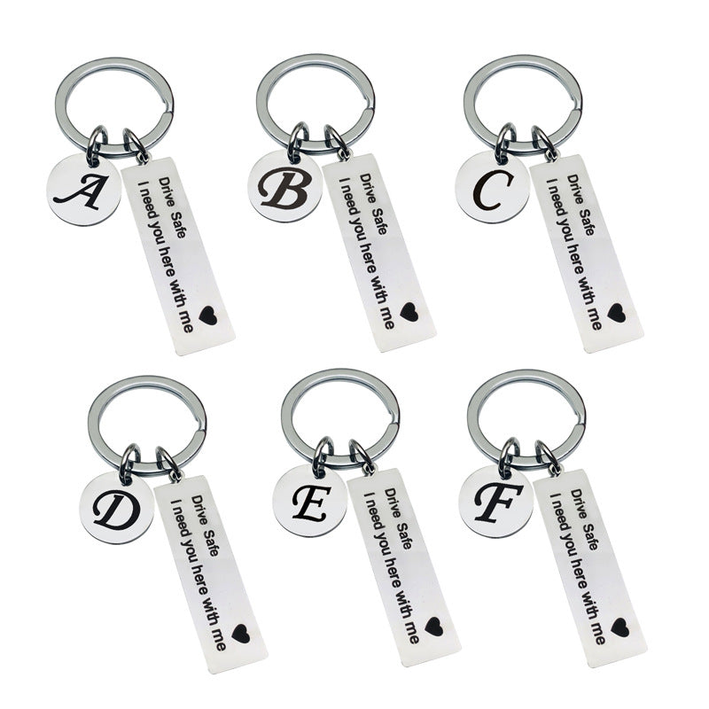 Fashion Keyring Gifts Engraved Drive Safe Keychain