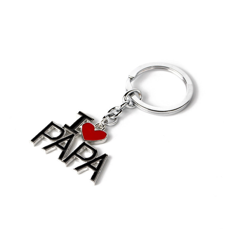 Father's Day Mother's Day red heart Keychain