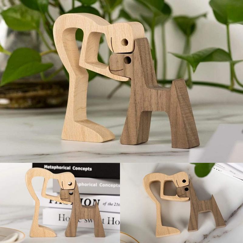 Wooden Pet Carvings Sculpture Table Ornaments