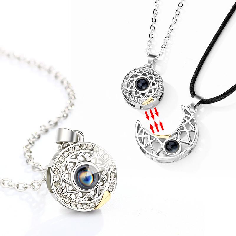 Valentine's Day Projection Sun Moon Star Couple Magnetic Necklace