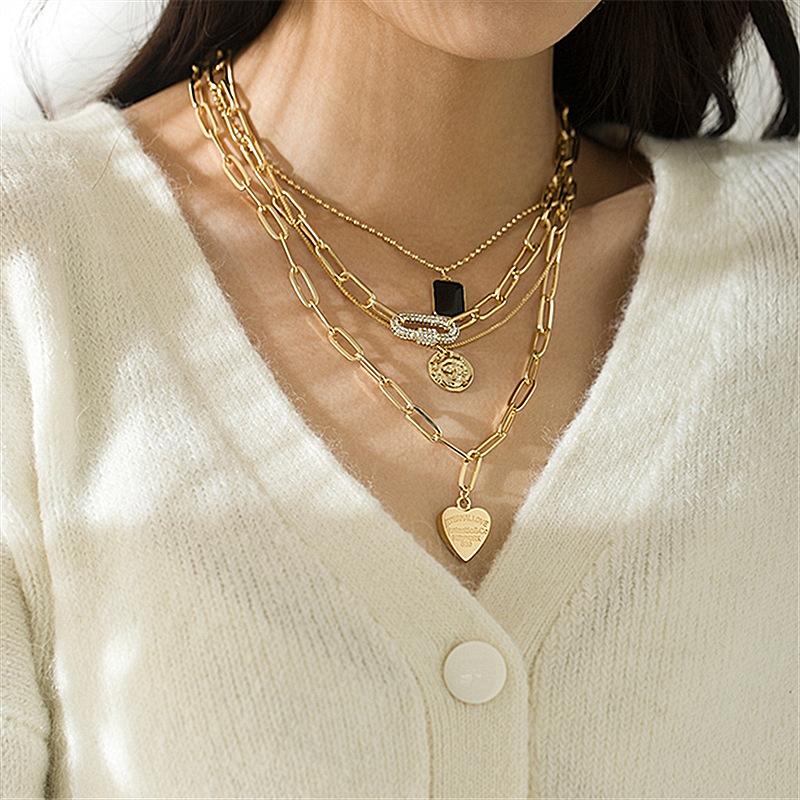 Women's Trombone Necklaces Love Heart Chains Set