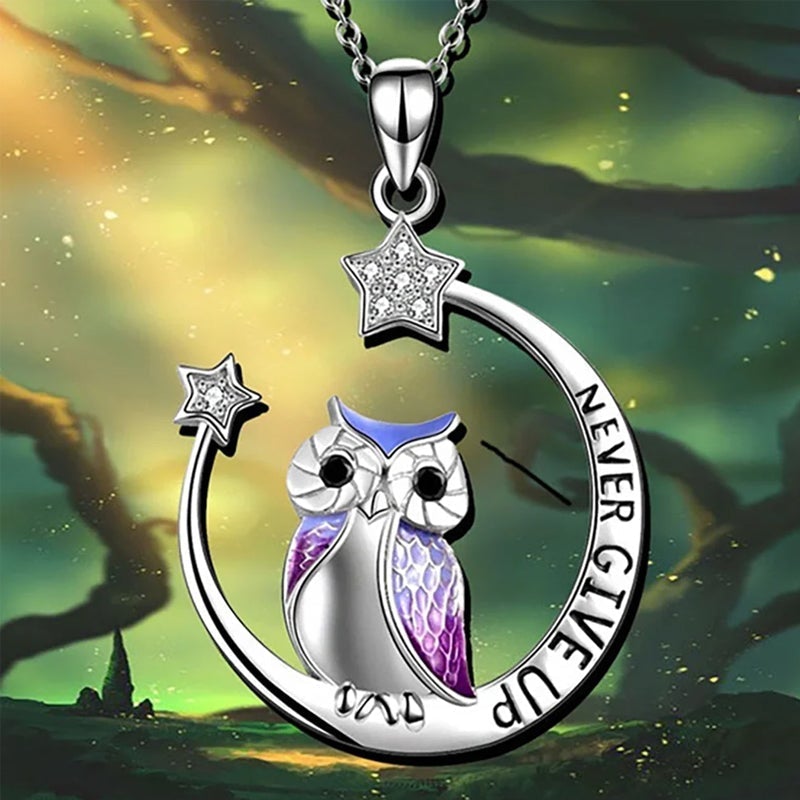 Never Give Up Owl Necklace