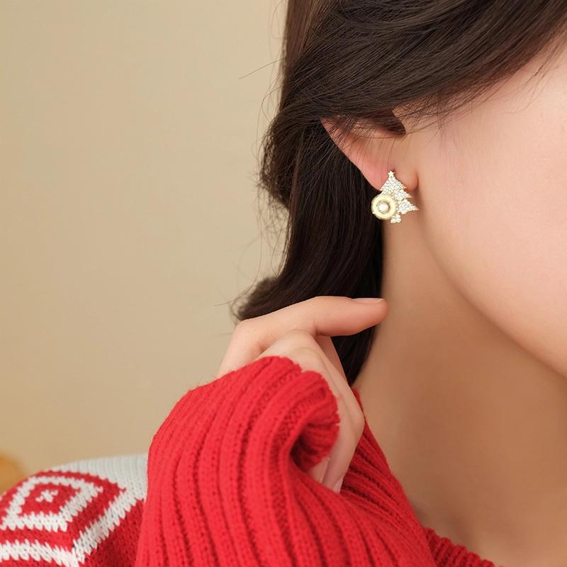 Rotatable Christmas tree earrings