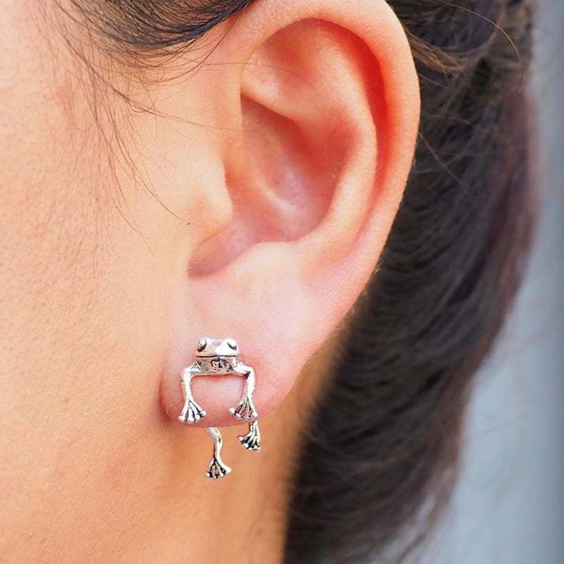 Frog Lover Jewelry,Vintage silver frog earrings