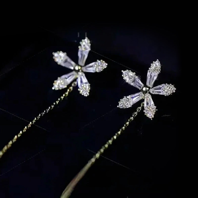 Shiny Fringe Flower Earrings 1 pair