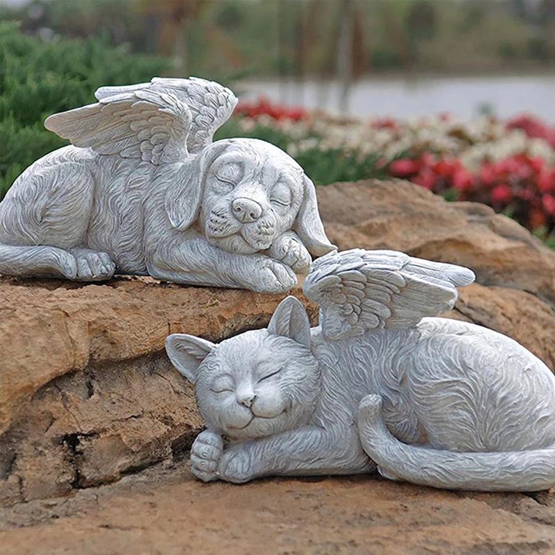 Angel Dog and Cat Statue