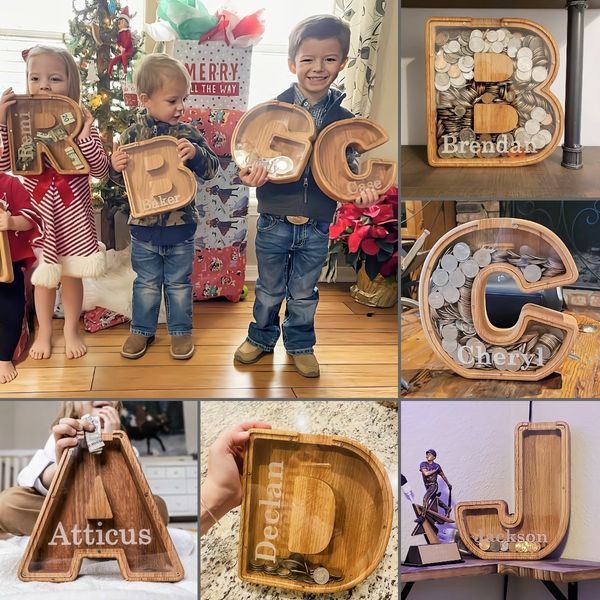 Piggy Bank Wood Gift For Boys and Girls
