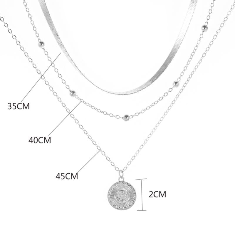 Simple Multi-Layer Lotus Pendant Necklace