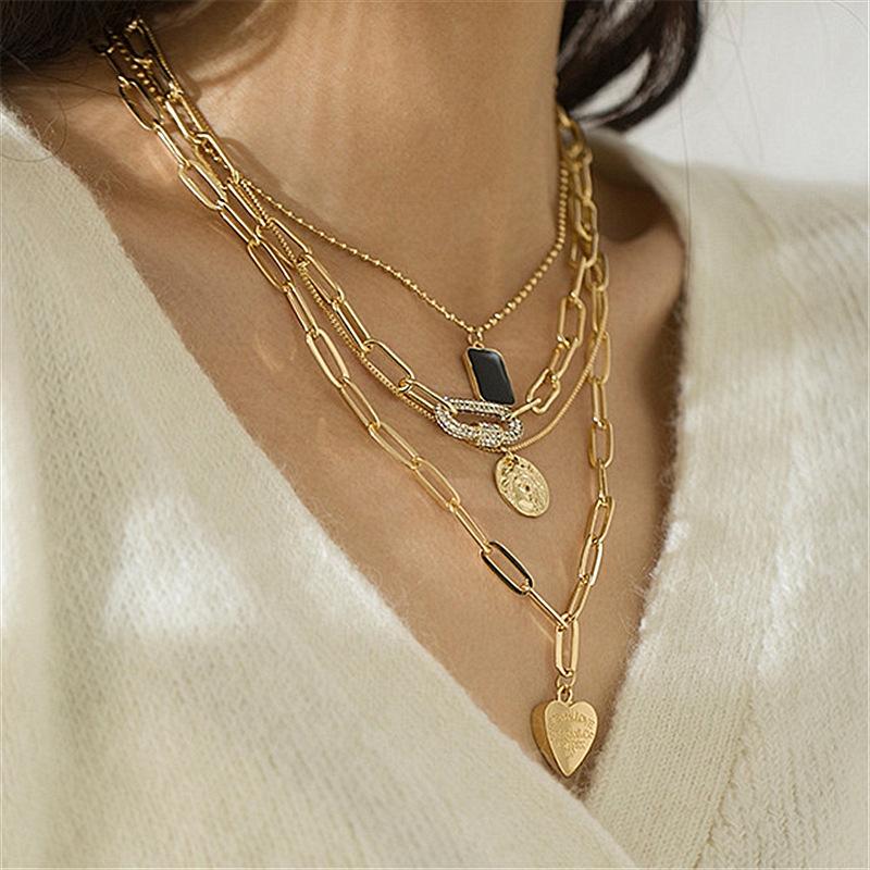 Women's Trombone Necklaces Love Heart Chains Set