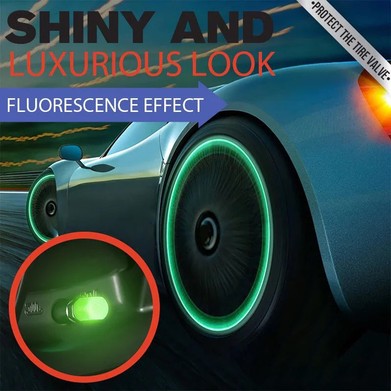 Universal Fluorescent Tire Valve Caps, 4PCS