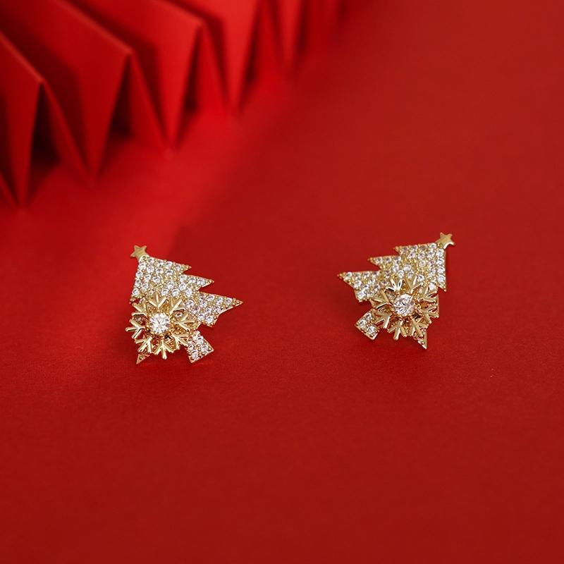 Rotatable Christmas tree earrings