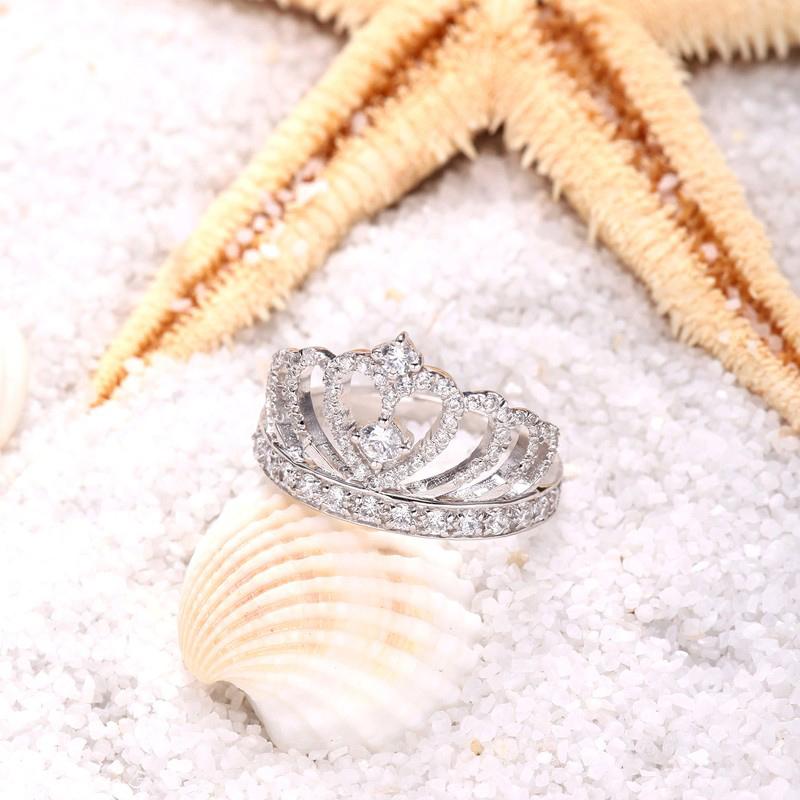 Princess Crown Ring, Crown Heart Ring Anniversary Ring