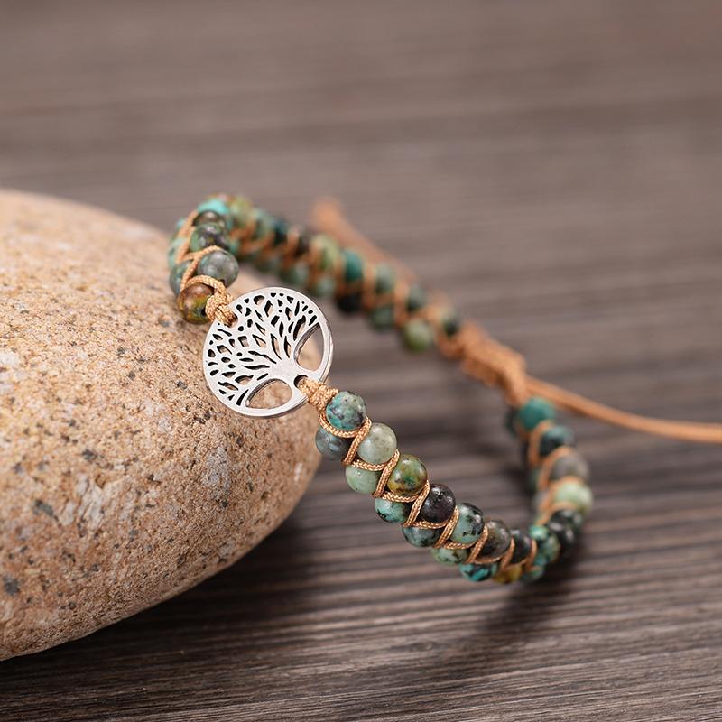 Handmade Natural Stone Wrap Bracelet & Bangle Tree of Life