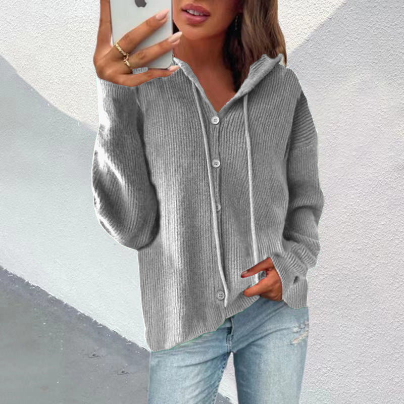 Knit Hooded Sweater Jacket