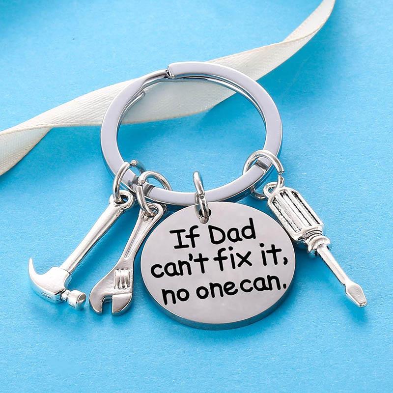 If Dad Can't fix it no one can Wrench Hammer Charm Keychian For Dad