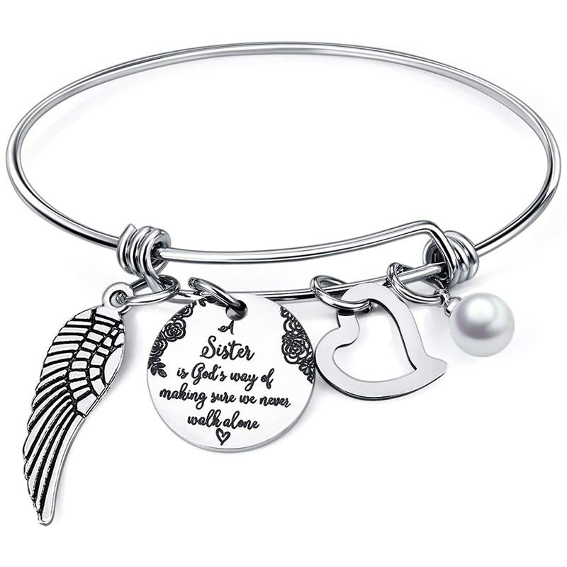 Sister Bracelets Expandable Charm Bangles Christmas Birthday Gifts for Sister Friends