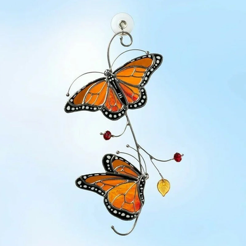 Stained Monarch Butterfly Glass Window Decor