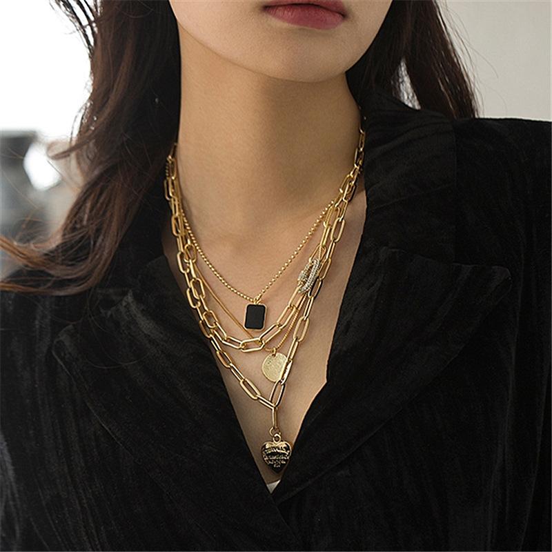 Women's Trombone Necklaces Love Heart Chains Set