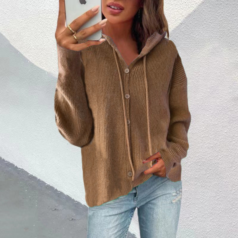 Knit Hooded Sweater Jacket