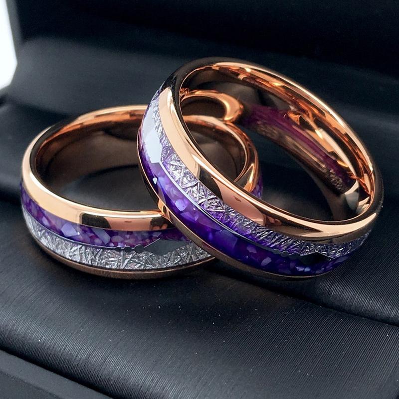 Agate Stainless Steel Ring High Polished Wedding Bands