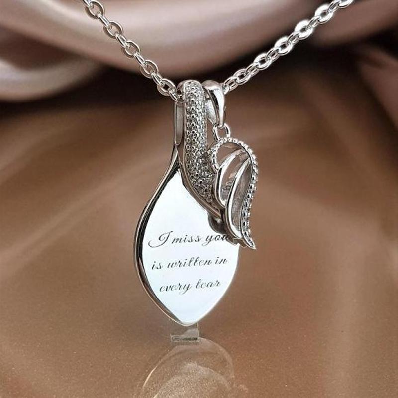 Angel Wing Teardrop Necklace