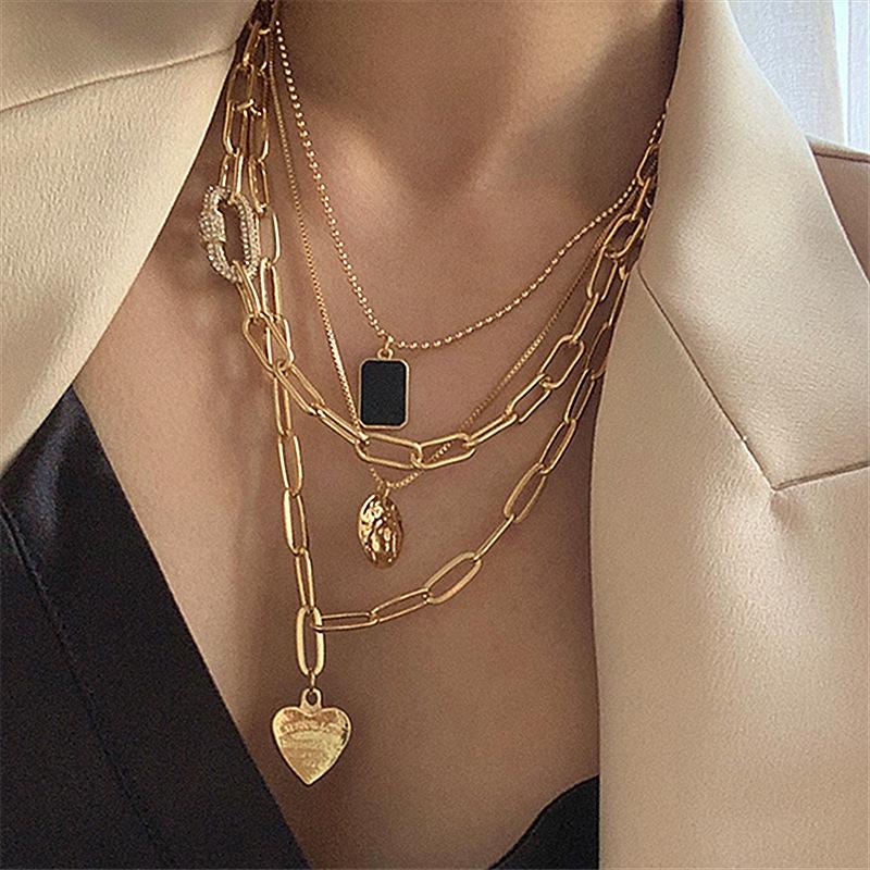 Women's Trombone Necklaces Love Heart Chains Set