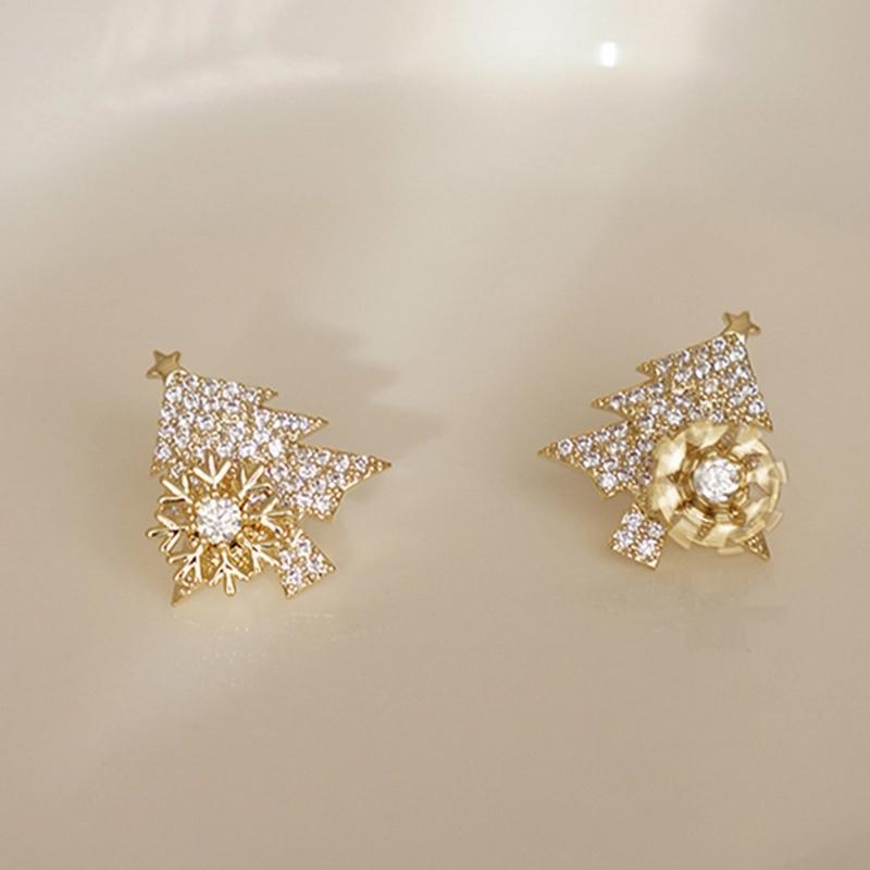 Rotatable Christmas tree earrings