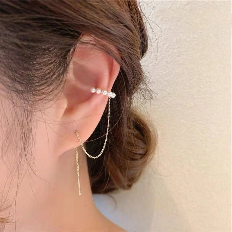 Pearl Long Chain Ear Cuff