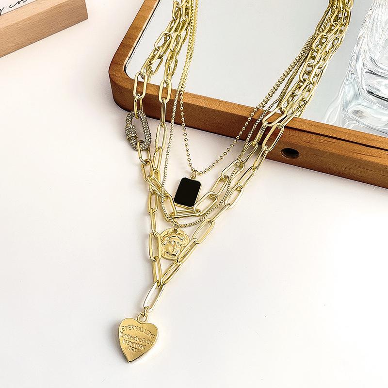 Women's Trombone Necklaces Love Heart Chains Set