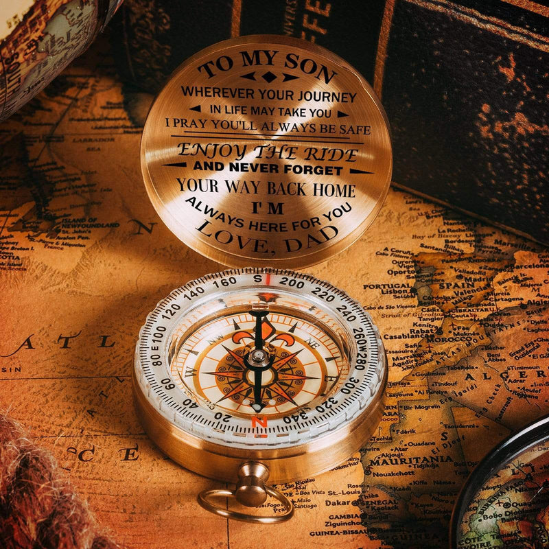 Dad To Son -Enjoy The Lettering Ride Compass
