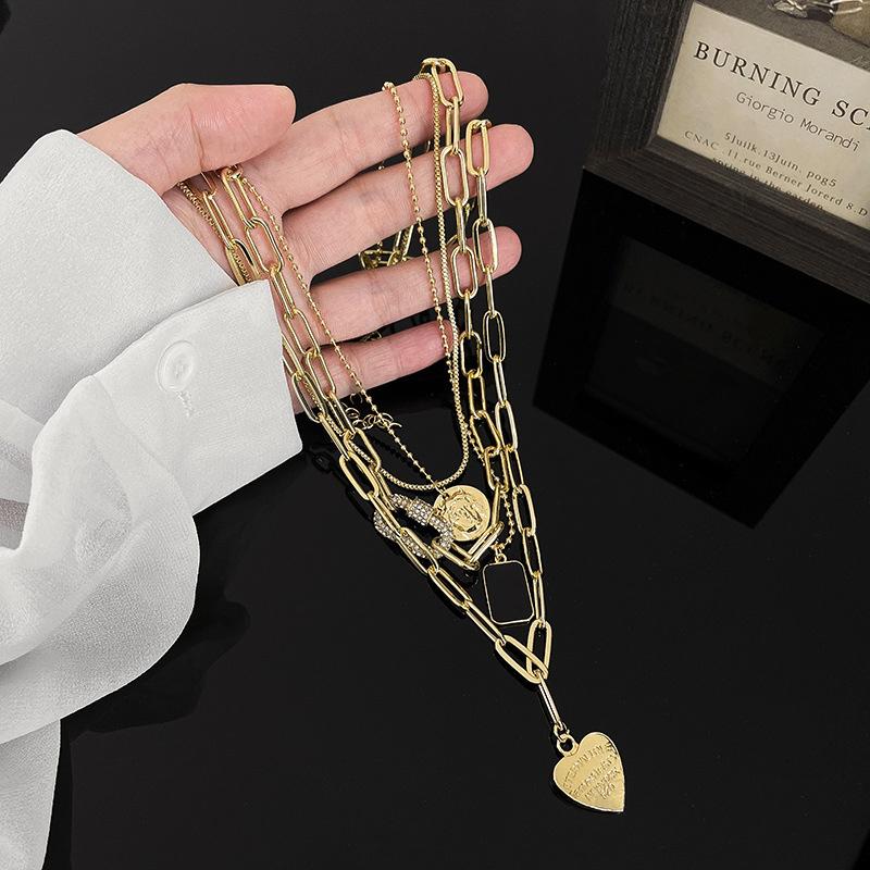 Women's Trombone Necklaces Love Heart Chains Set