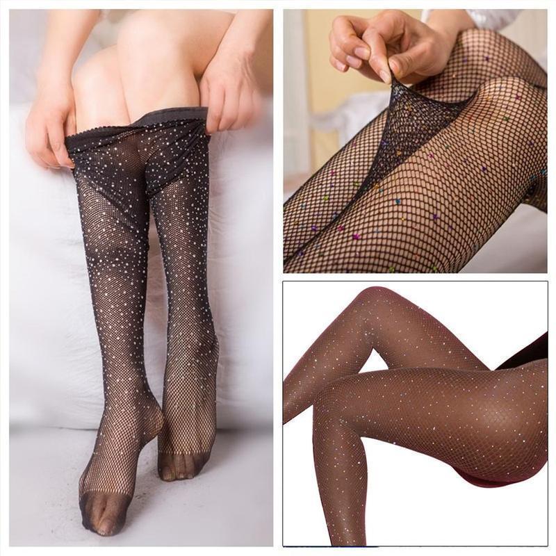 Blingbling Rhinestone Fishnet Stockings