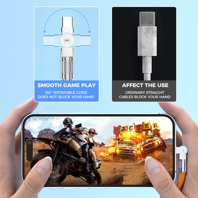 120W 3 in 1 Rotating Elbow Fast Charging Data Cable