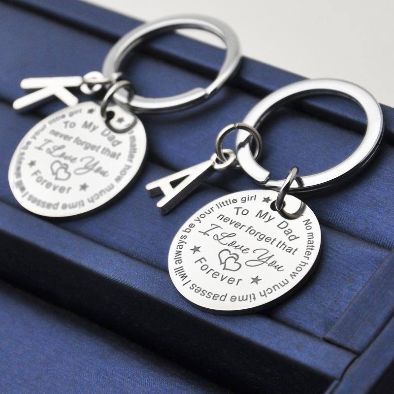 To My Dad/Mom Keychain (letter pendant)