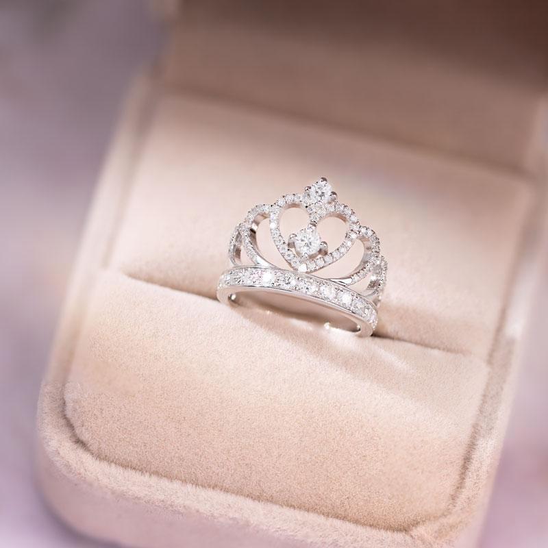 Princess Crown Ring, Crown Heart Ring Anniversary Ring