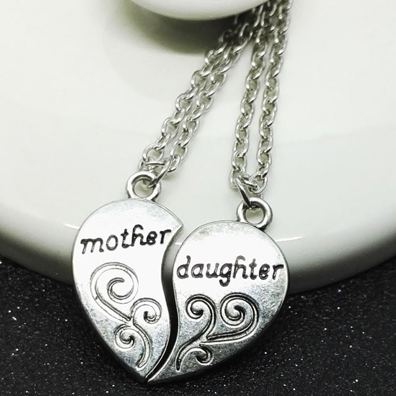 Mother and daughter heart necklace