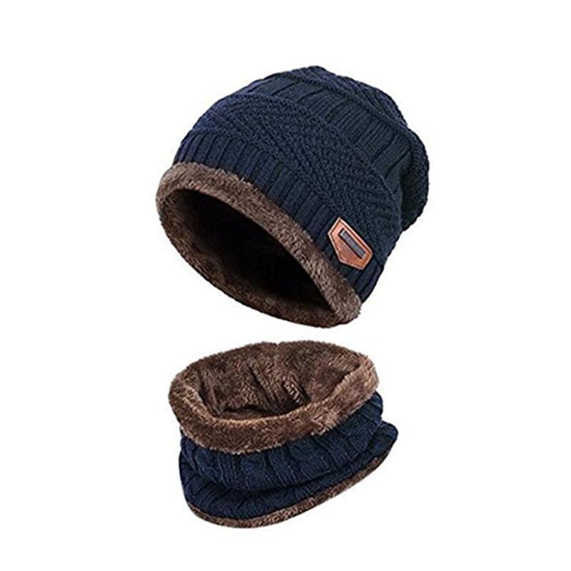 Warm Beanie Cap With Scarf