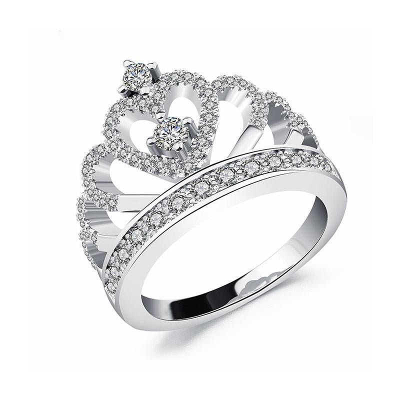 Princess Crown Ring, Crown Heart Ring Anniversary Ring