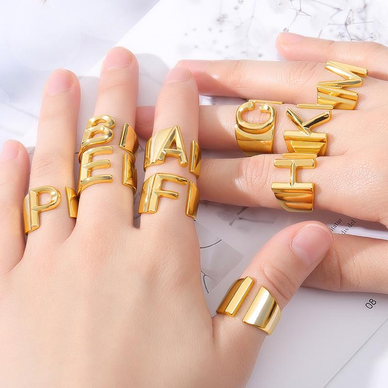Women's adjustable letter ring