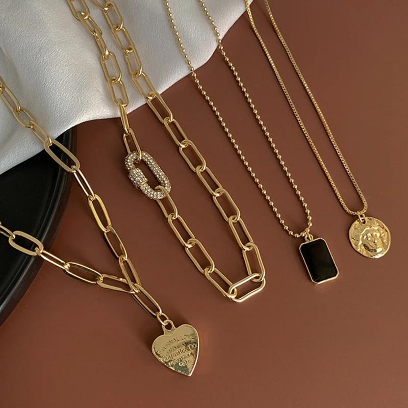Women's Trombone Necklaces Love Heart Chains Set