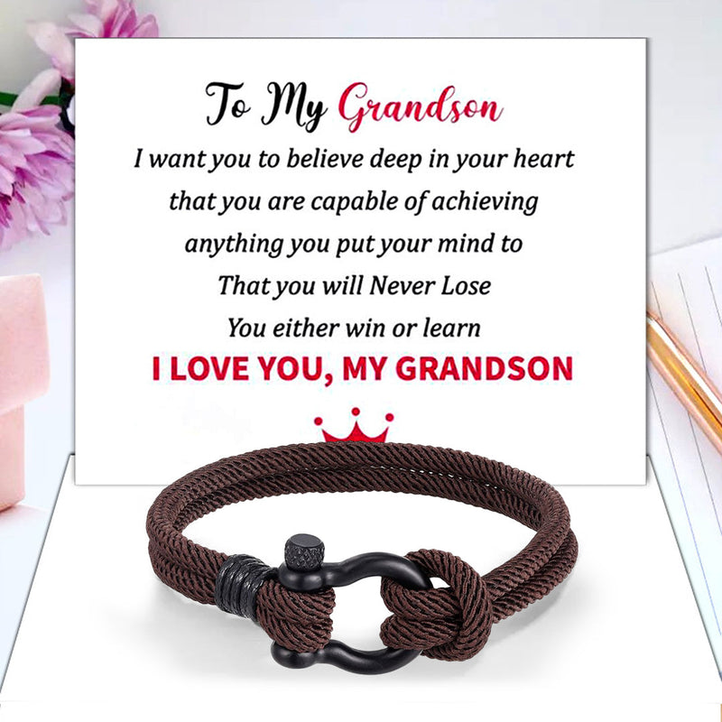 Love You Forever Nautical Braided Rope Bracelet - To My Son/Grandson