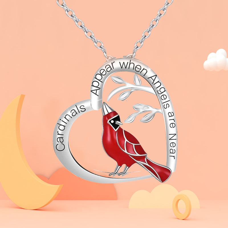 Cardinal Heart Pendant Necklace